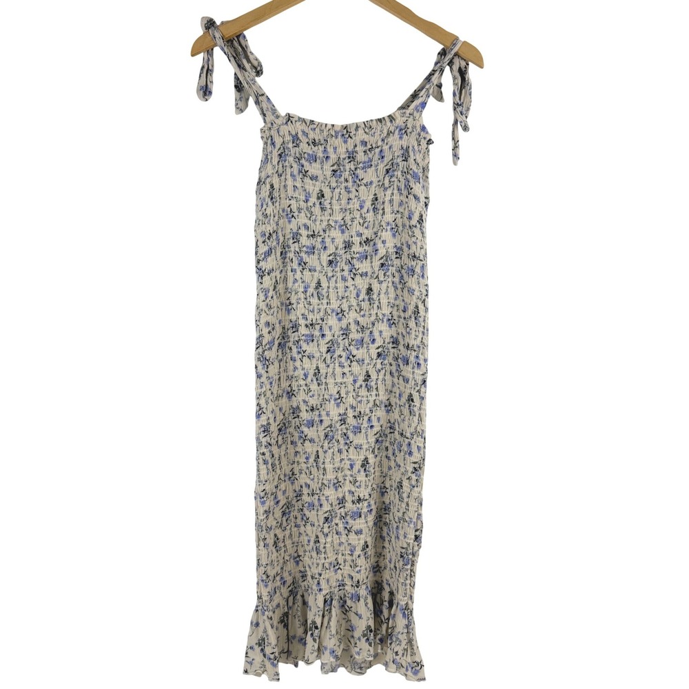 HELLO MIA Floral Smocked Tube Dress Midi Tie Shoulder‎ Women's S Cottagecore